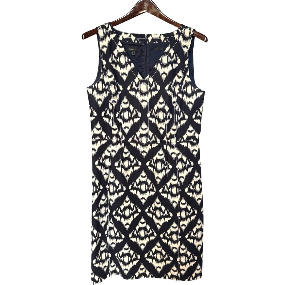 Talbots Business Casual Shift Dress Women Size 12 Navy Nautical Office Career